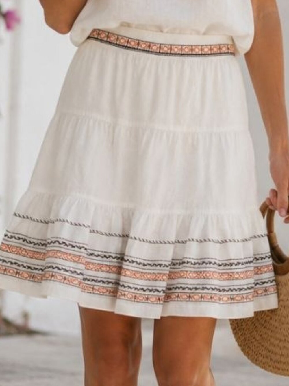 Tommy Hilfiger White Embroidered Skirt – Size 4 – 100% Cotton